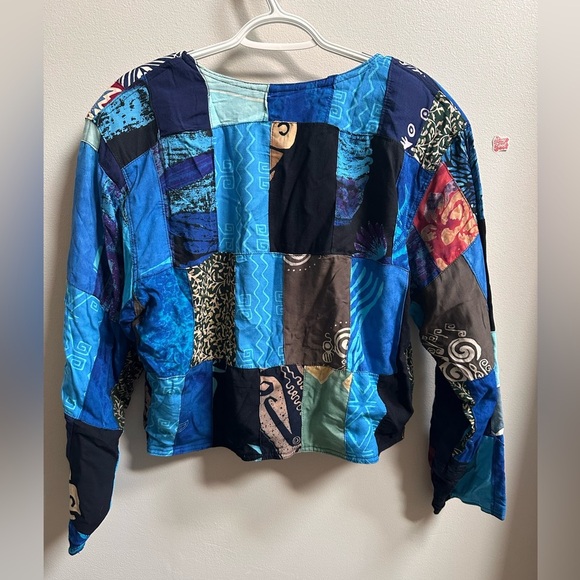 NEW Vintage Kosi Bali 90s Patchwork Blue Quilted Jacket Handmade Women’s M/L - Picture 11 of 11